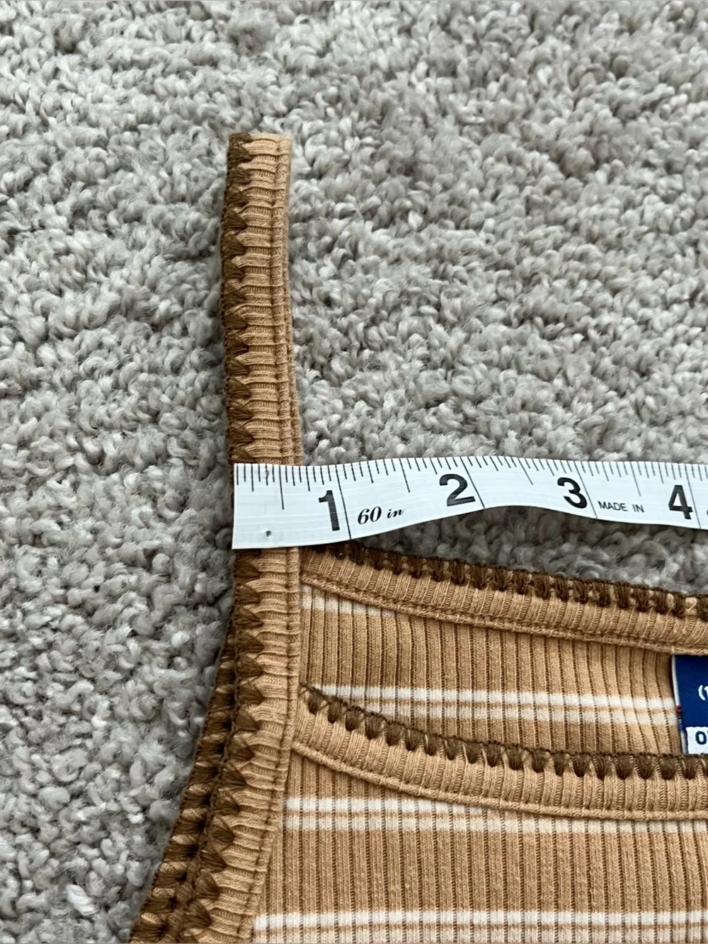 Old Navy Camel and White Ribbed Stripe Tank Girls 14/16